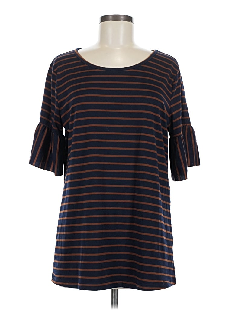Pre-owned Tickled Teal 3/4 Sleeve T-shirt In Brown