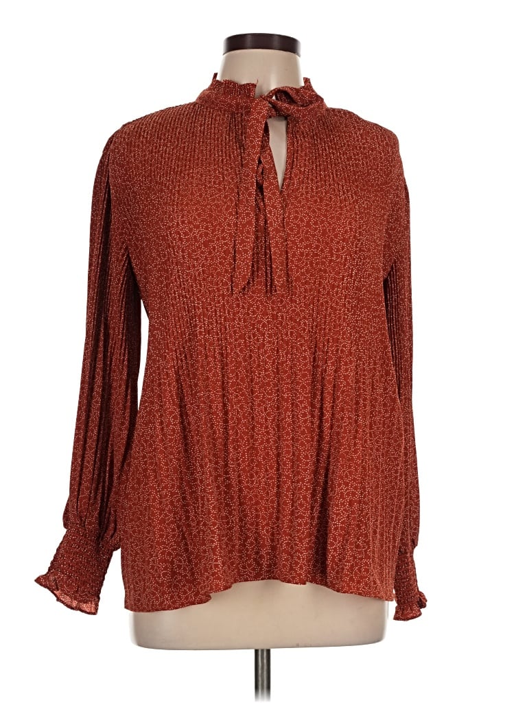 Pre-owned Max Studio Long Sleeve Blouse In Brown