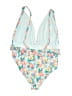 Primark Floral Blue One Piece Swimsuit Size 10 - photo 2