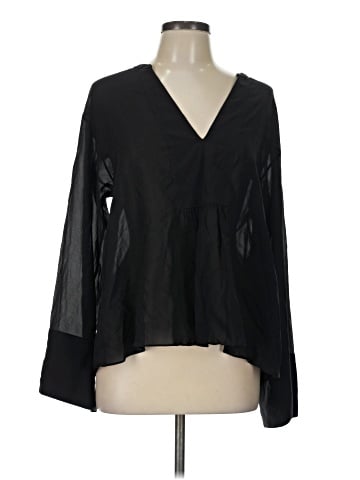 Theory Long Sleeve Silk Top (view 1)
