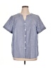 DAZY Stripes Blue Short Sleeve Blouse Size 1X - photo 1