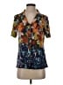 St. John Floral Blue Short Sleeve Silk Top Size 2 - photo 1