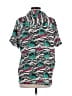 Everlast 100% Viscose Animal Print Teal Black Short Sleeve Blouse Size M - photo 2