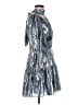 Cinq à Sept 100% Polyester Metallic Silver Cocktail Dress Size 8 - photo 4