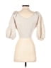 Posse 100% Linen Silver Tan 3/4 Sleeve Blouse Size S - photo 2