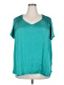 Lane Bryant 100% Polyester Teal Short Sleeve Blouse Size 18 - 20 Plus - photo 1