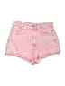 Zara Hearts Pink Denim Shorts Size 6 - photo 1