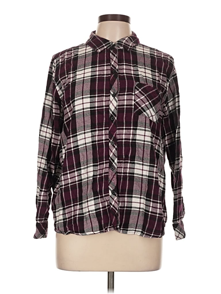 Pre-owned Well Worn Long Sleeve Button Down Shirt In Burgundy