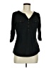Soho 100% Cotton Black 3/4 Sleeve Button-Down Shirt Size M - photo 1