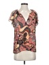 A.L.C. 100% Silk Paisley Brown Short Sleeve Silk Top Size 4 - photo 1