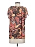 A.L.C. 100% Silk Paisley Brown Short Sleeve Silk Top Size 4 - photo 2