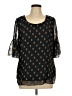 World Market 100% Polyester Black 3/4 Sleeve Blouse Size L - photo 1