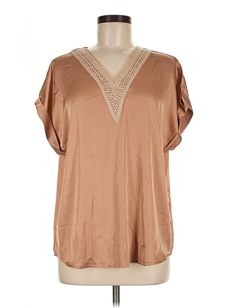 Pre-owned Chicwish Short Sleeve Blouse In Tan