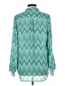 Tacera 100% Polyester Chevron-herringbone Teal Long Sleeve Blouse Size L - photo 2