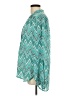 Tacera 100% Polyester Chevron-herringbone Teal Long Sleeve Blouse Size L - photo 5
