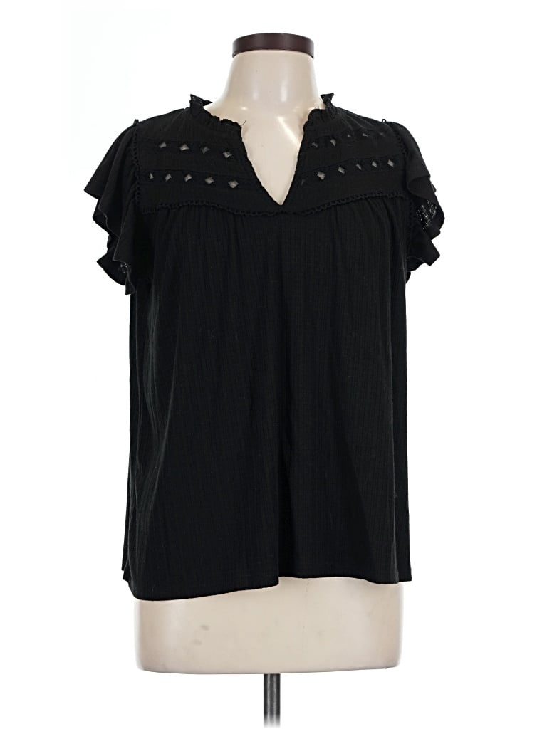 Pre-owned Daytrip Short Sleeve Blouse In Black