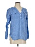 Talbots 100% Linen Blue 3/4 Sleeve Button-Down Shirt Size XS - photo 1
