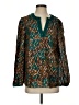 Soft Surroundings Damask Floral Jacquard Paisley Teal Long Sleeve Blouse Size S - photo 1