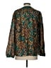 Soft Surroundings Damask Floral Jacquard Paisley Teal Long Sleeve Blouse Size S - photo 2