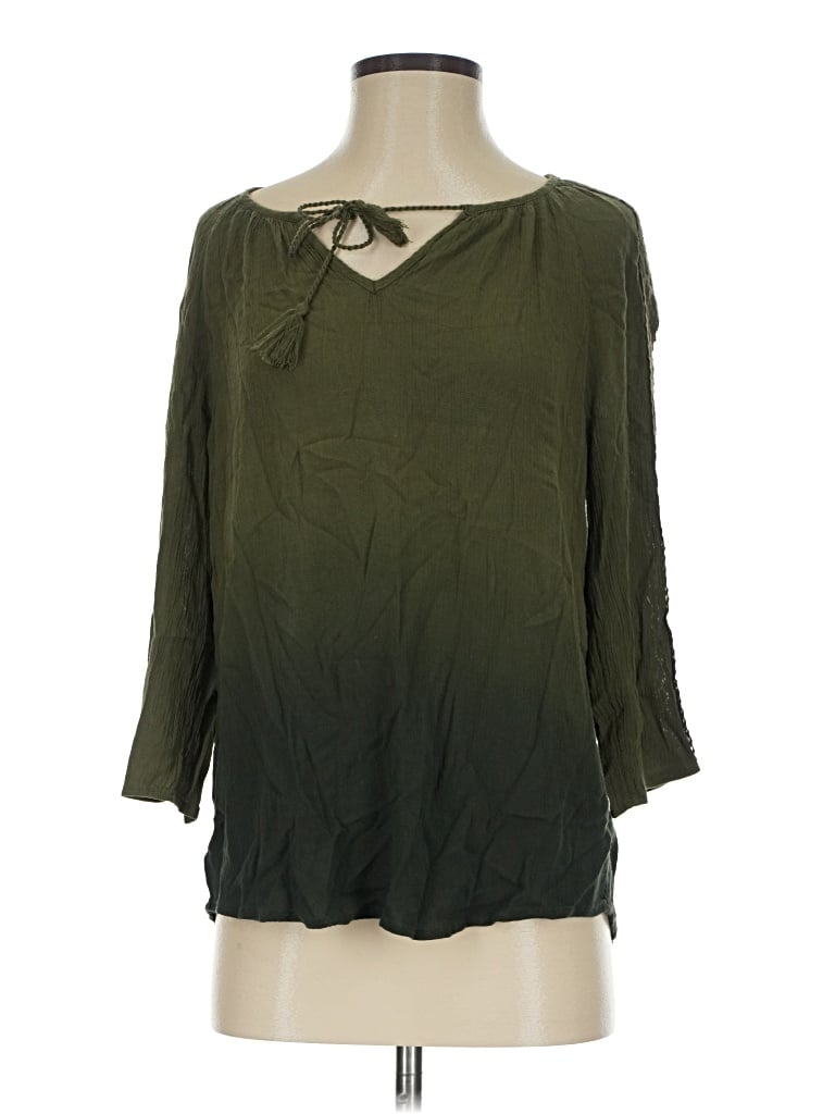 Pre-owned Como Vintage 3/4 Sleeve Blouse In Green