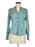 Zara Houndstooth Teal Long Sleeve Blouse Size M - photo 1