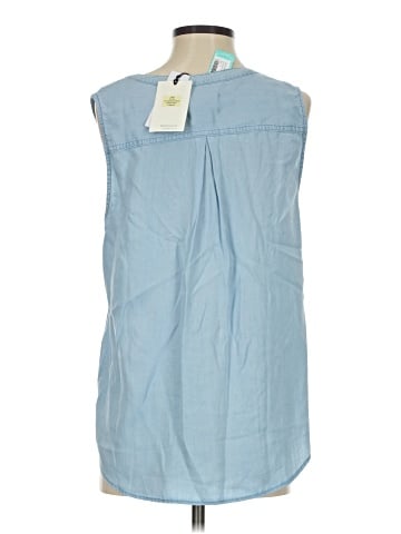 Cosmic Blue Love Sleeveless Button-Down Shirt (view 2)