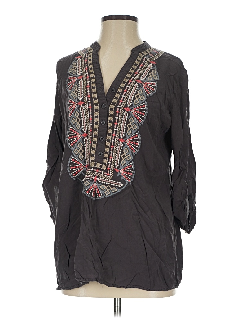 Pre-owned Assorted Brands 3/4 Sleeve Blouse In Black