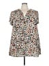 Torrid 100% Polyester Animal Print Ivory Short Sleeve Blouse Size 3X Plus (3) - photo 1