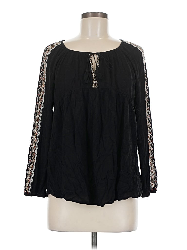 Pre-owned Old Navy Long Sleeve Blouse In Black