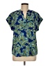 Cynthia Steffe 100% Polyester Paisley Blue Short Sleeve Blouse Size M - photo 1