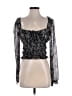 Free People 100% Polyester Silver Black Long Sleeve Blouse Size XS - photo 1