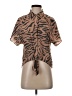 Nine West Animal Print Brown Short Sleeve Blouse Size S - photo 1