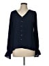Ann Taylor LOFT 100% Polyester Blue Long Sleeve Blouse Size L - photo 1