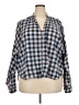 Pilcro Checkered-gingham Blue Long Sleeve Blouse Size 5X (estimated) - photo 1