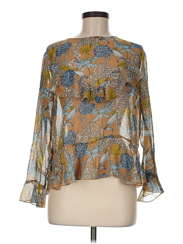 Pre-owned Molly Bracken Long Sleeve Blouse In Gold