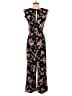 Xhilaration 100% Rayon Floral Black Jumpsuit Size S - photo 2