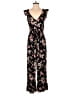 Xhilaration 100% Rayon Floral Black Jumpsuit Size S - photo 1