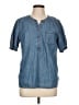 Talbots 100% Cotton Blue Short Sleeve Blouse Size L (petite) - photo 1
