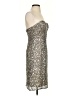 Scala 100% Silk Metallic Silver Cocktail Dress Size S - photo 4