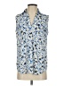 Ann Taylor 100% Polyester Floral Blue Sleeveless Blouse Size S (petite) - photo 1