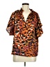 Unbranded 100% Polyester Animal Print Orange Short Sleeve Blouse Size M - photo 1