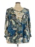 Stem & Vine Paisley Blue Long Sleeve T-Shirt Size 3X - photo 1