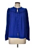 Ann Taylor LOFT 100% Polyester Blue Long Sleeve Blouse Size Lg Petite - photo 1
