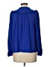 Ann Taylor LOFT 100% Polyester Blue Long Sleeve Blouse Size Lg Petite - photo 2