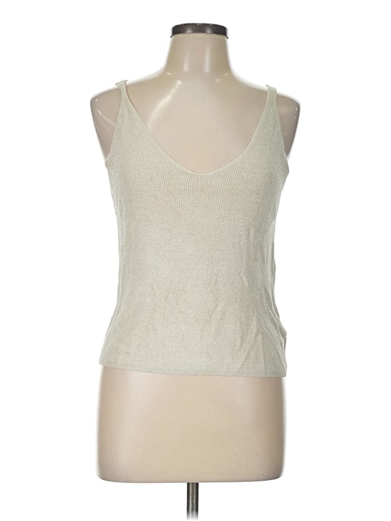 Pre-owned Vestique Sleeveless Top Ivory Scoop Neck Tops