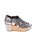 Chocolat Blu 100% Leather Metallic Silver Wedges Size 8 1/2 - photo 1