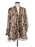 Chico's Animal Print Tan Long Sleeve Blouse Size Med (1) - photo 1