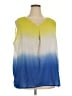 Liz Claiborne 100% Polyester Color Block Blue Sleeveless Blouse Size 2X - photo 1