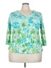 Avenue 100% Polyester Teal 3/4 Sleeve Top Size 22 Plus - photo 1