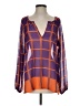 Trademark 100% Polyester Purple 3/4 Sleeve Blouse Size S - photo 1